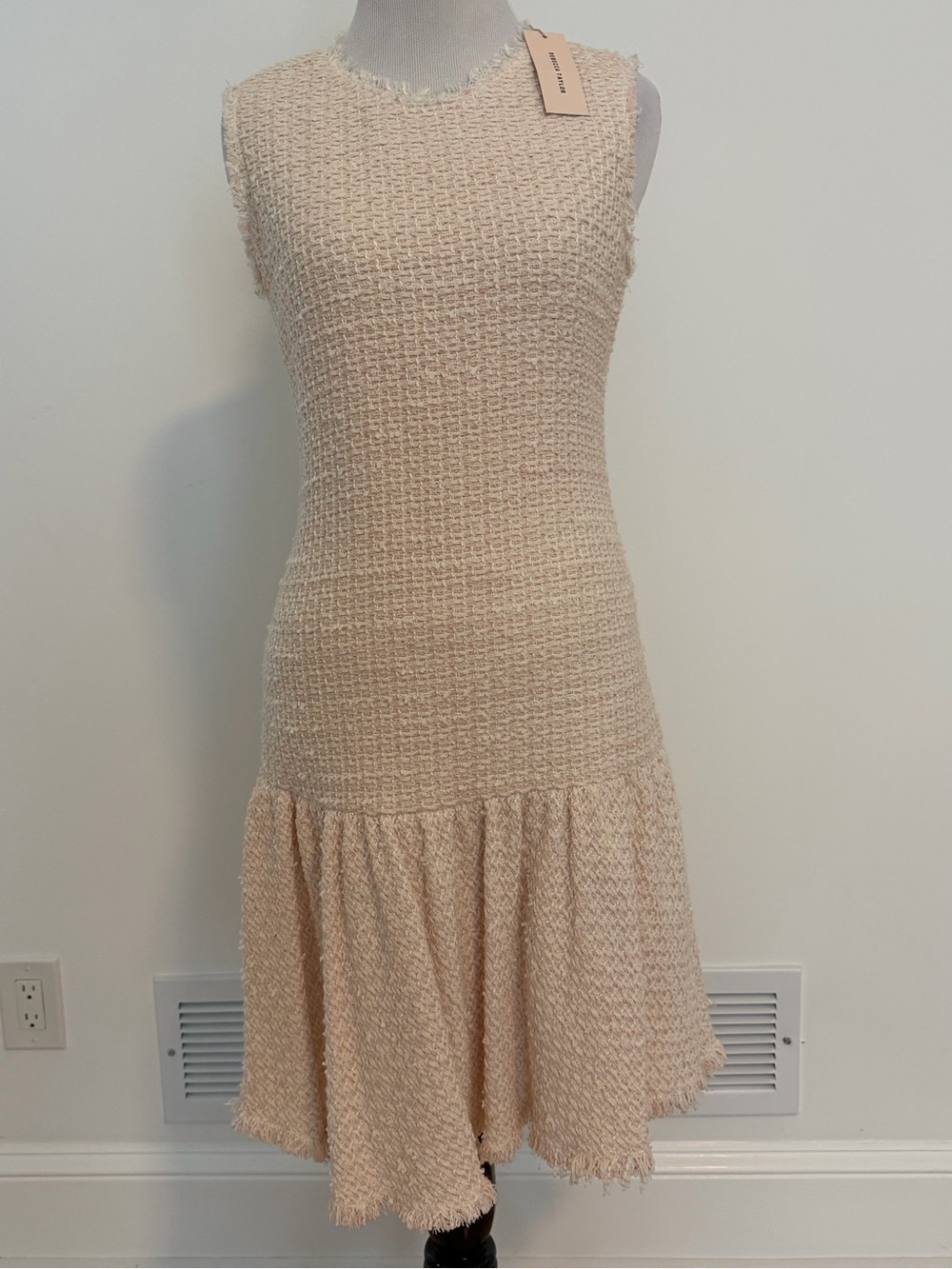 Rebecca Taylor light pink Sleeveless Tweed Midi Dress